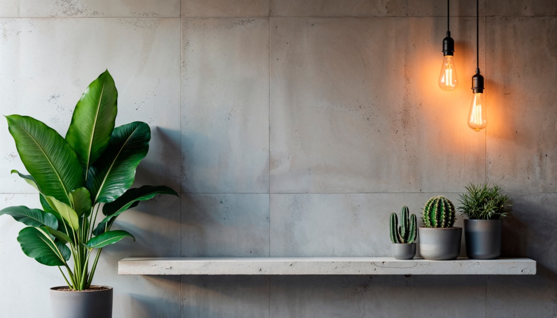 moderne-interieur-met-planten-planken-en-warme-verlichting